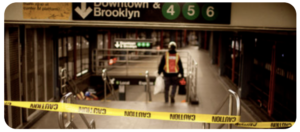 subway station closed off with caution tape 